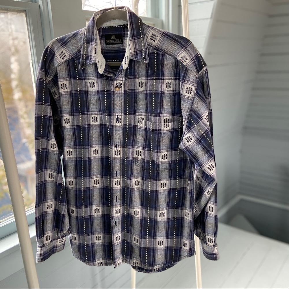 Blue plaid button down